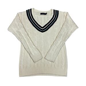 Polo Ralph Lauren Cricket Collar Cable Knit Sweater Women's S Old Money Preppy